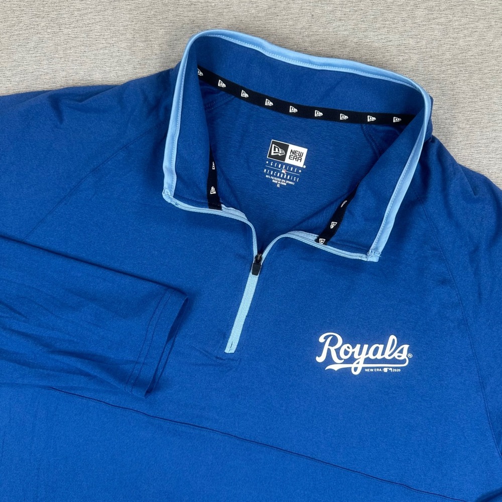 Kansas City Royals New Era 1/4 Zip Pullover Mens XL Blue MLB Sleeve Pocket